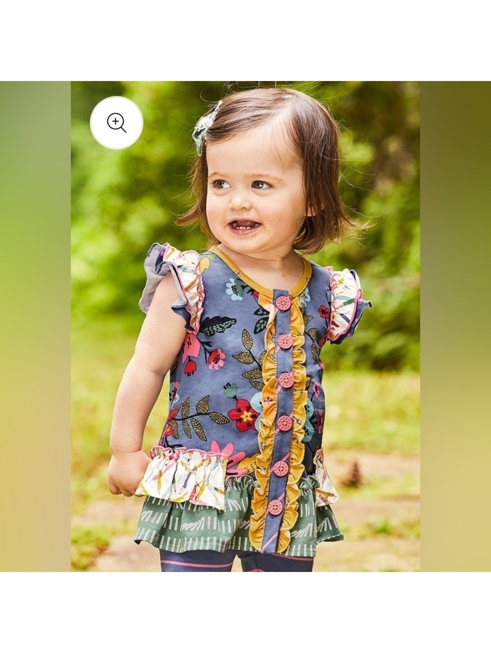 Matilda Jane Girls MJ Tunic Shirt flowers accent ruffles (18-24) EUC